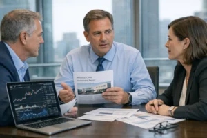 Investment presentation about medical office and clinic opportunities during a corporate discussion